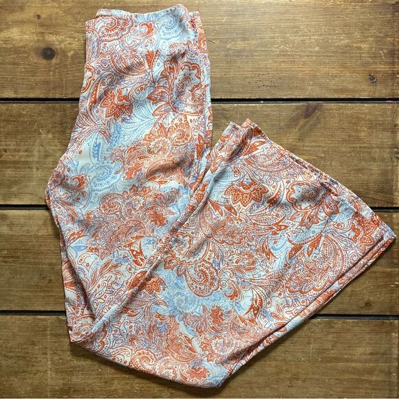 Lord & Taylor Design Lab Orange Blue White Flare Pants Medium Retro - Picture 7 of 14